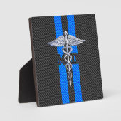 Medische arts MD Caduceus op koolstofvezel afdrukk Fotoplaat (Voorkant)