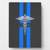 Medische arts MD Caduceus op koolstofvezel afdrukk Fotoplaat (voorkant)