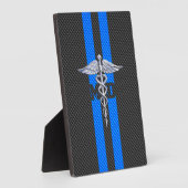 Medische arts MD Caduceus op koolstofvezel afdrukk Fotoplaat (Zijkant)