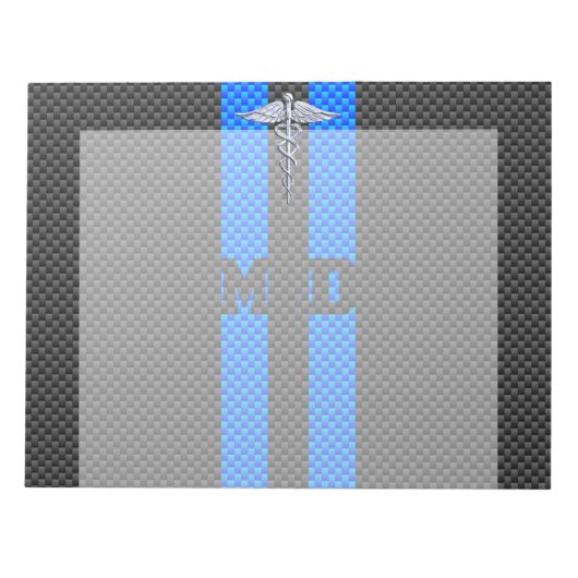 Medische arts MD Caduceus op koolstofvezel afdrukk Notitieblok (Voorkant)