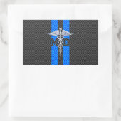 Medische arts MD Caduceus op koolstofvezel afdrukk Rechthoekige Sticker (Tas)