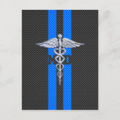 Medische arts MD Caduceus op koolstofvezeldek Briefkaart (Voorkant)
