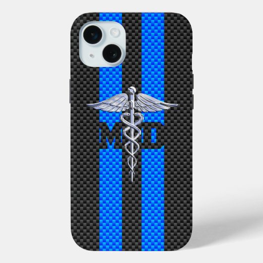 Medische arts MD Caduceus op koolstofvezeldek Case-Mate iPhone Case (Achterkant)