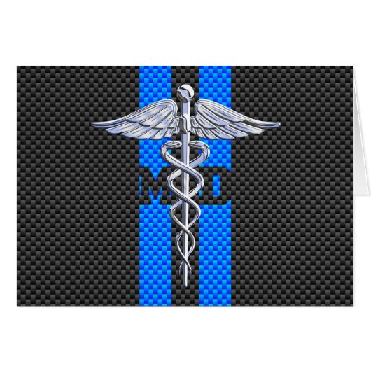 Medische arts MD Caduceus op koolstofvezelstijl (Voorkant Horizontaal)