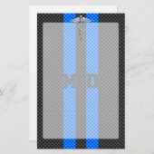 Medische arts MD Caduceus op koolstofvezelstijl Briefpapier (Voorkant / Achterkant)