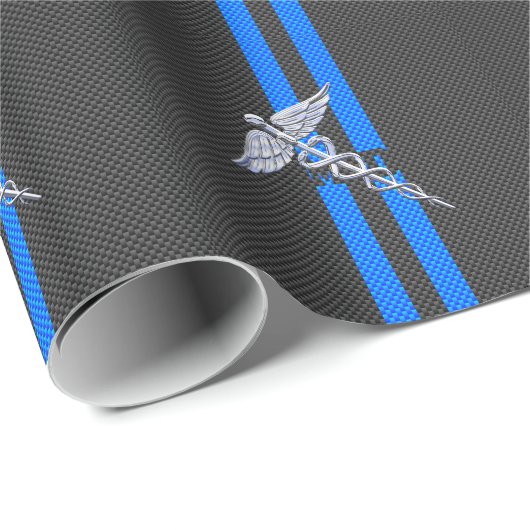 Medische arts MD Caduceus op koolstofvezelstijl Cadeaupapier (Rol Hoek)