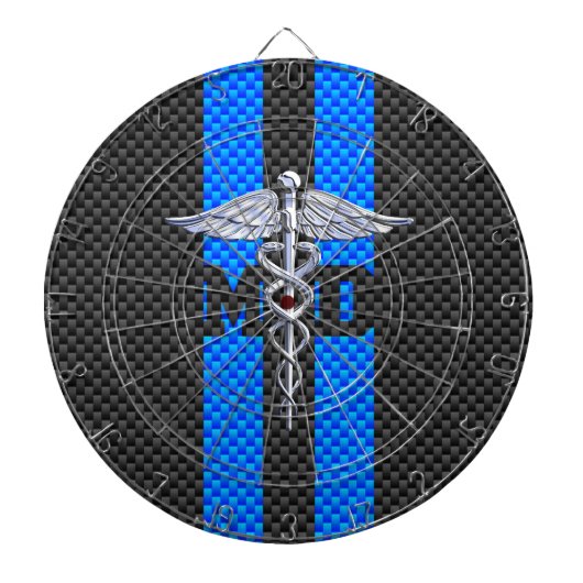 Medische arts MD Caduceus op koolstofvezelstijl Dartbord (Voorkant)