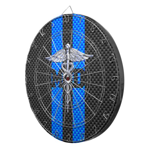 Medische arts MD Caduceus op koolstofvezelstijl Dartbord (Voorkant Rechts)