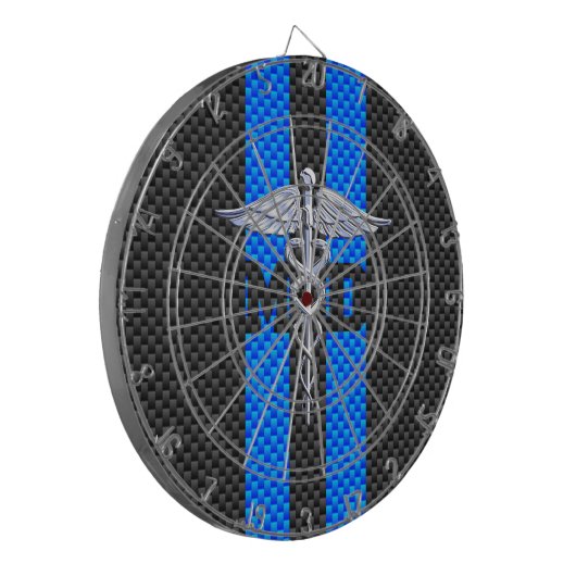 Medische arts MD Caduceus op koolstofvezelstijl Dartbord (Voorkant Links)