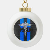 Medische arts MD Caduceus op koolstofvezelstijl Keramische Bal Ornament (Voorkant)