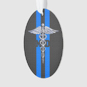 Medische arts MD Caduceus op koolstofvezelstijl Ornament (voorkant)
