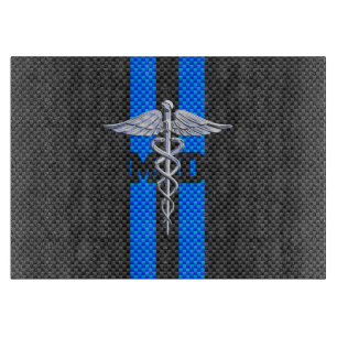 Medische arts MD Caduceus op koolstofvezelstijl Snijplank