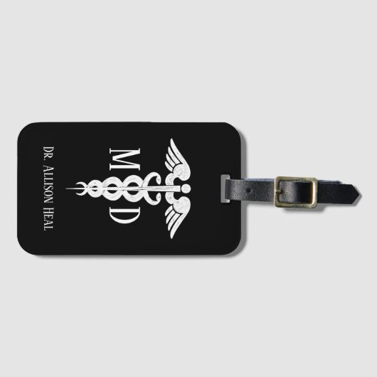 Medische arts MD Caduceus Symbool Gepersonaliseerd Bagagelabel (Voorkant (horizontaal))