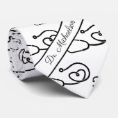 Medische arts Naam Stethoscoop Patroon Arts Stropdas (Opgerold)