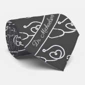 Medische arts Naam Stethoscoop Patroon Arts Stropdas (Opgerold)