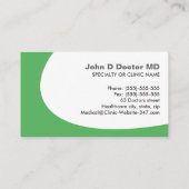 Medische arts of groene visitekaartjes voor de gez (Achterkant)