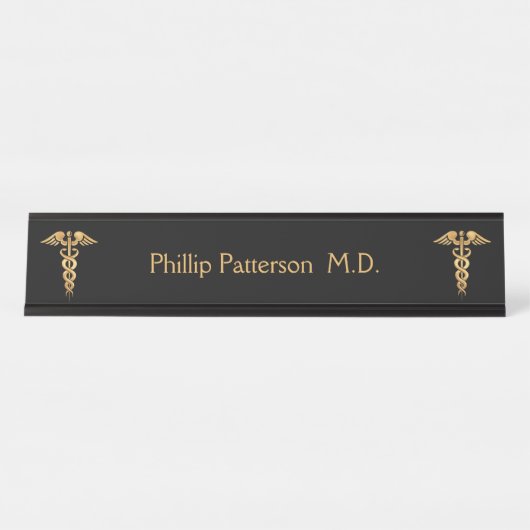 Medische arts of verpleegkundige Black en Gold Bureau Naambordje (Voorkant)
