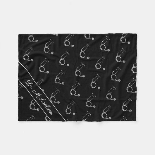 Medische arts Stethoscoop Patroon Arts Naam Fleece Deken (Voorkant (Horizontaal))