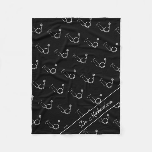 Medische arts Stethoscoop Patroon Arts Naam Fleece Deken (Voorkant)