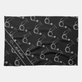 Medische arts Stethoscoop Patroon Arts Naam Theedoek (Horizontaal)