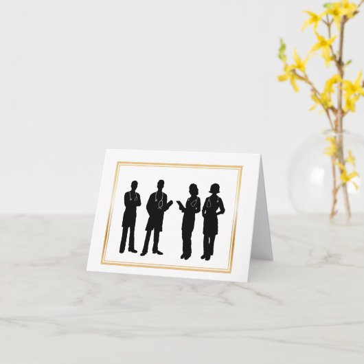 Medische artsen Team Silhouettes Wenskaart Kaart (Gele Bloem)
