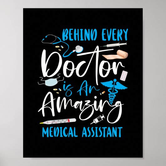 Medische assistent achter elke dokter is een poster (Voorkant)
