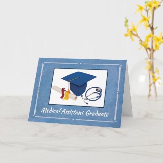 Medische assistent Afstuderen Pet Diploma Stethosc Kaart (Gele Bloem)