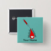 Medische assistent Bloed Slagkunst Vierkante Button 5,1 Cm (Voorkant /achterkant)