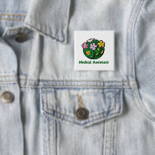 Medische assistent Bloemen 2 Vierkante Button 5,1 Cm (In situ)