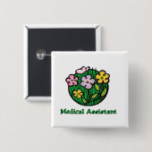 Medische assistent Bloemen 2 Vierkante Button 5,1 Cm (Voorkant /achterkant)
