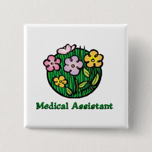 Medische assistent Bloemen 2 Vierkante Button 5,1 Cm