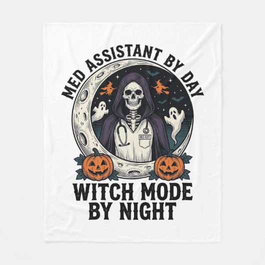 Medische Assistent Halloween Heks Vintage Gravure Fleece Deken (Voorkant)