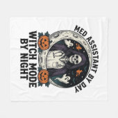 Medische Assistent Halloween Heks Vintage Gravure Fleece Deken (Voorkant (Horizontaal))