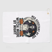 Medische Assistent Halloween Heks Vintage Gravure Golfhanddoek (Horizontaal)