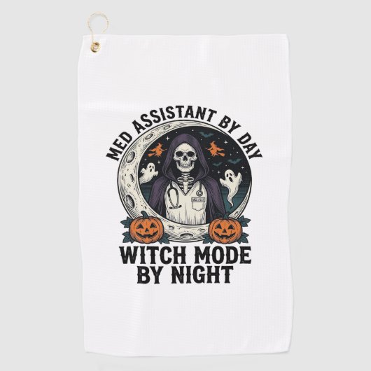Medische Assistent Halloween Heks Vintage Gravure Golfhanddoek (Voorkant)