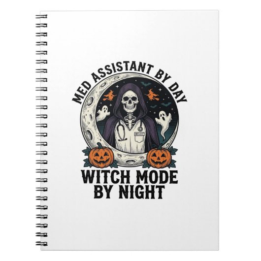 Medische Assistent Halloween Heks Vintage Gravure Notitieboek (Voorkant)