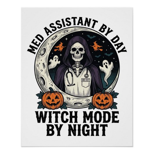 Medische Assistent Halloween Heks Vintage Gravure Perfect Poster (Voorkant)