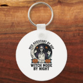 Medische Assistent Halloween Heks Vintage Gravure Sleutelhanger (Voorkant)