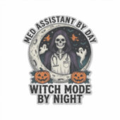 Medische Assistent Halloween Heks Vintage Gravure Sticker (Voorkant)