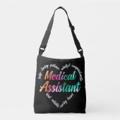 Medische assistent Hart Word Cloud Waterverf Crossbody Tas (Voorkant)