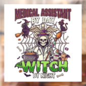 Medische Assistent Heks Skelet Spuit Ketel  Raamsticker (Vel 2)