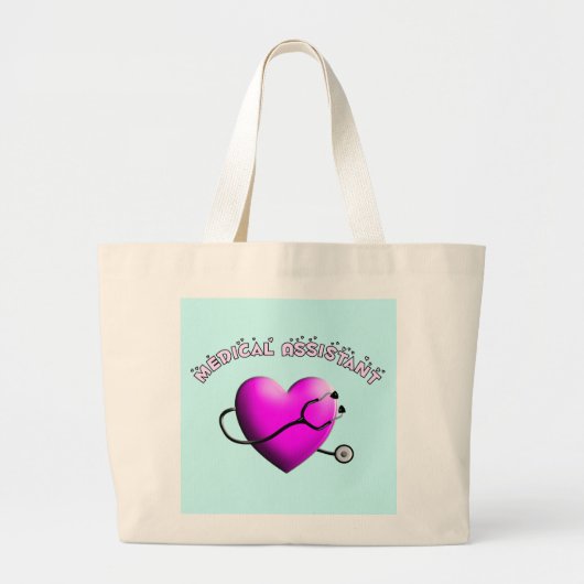 Medische assistent PINK HEART Design Cadeaus Grote Tote Bag (Voorkant)