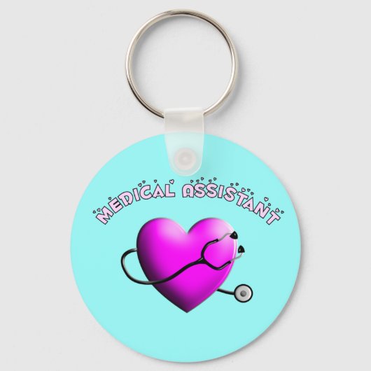 Medische assistent PINK HEART Design Cadeaus Sleutelhanger (Voorkant)