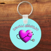 Medische assistent PINK HEART Design Cadeaus Sleutelhanger (Voorkant)
