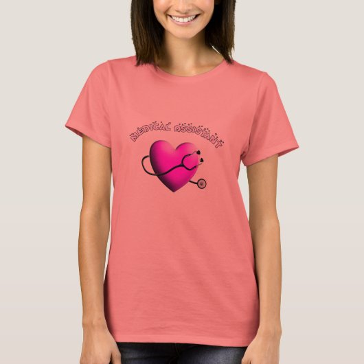 Medische assistent PINK HEART Design Cadeaus T-shirt (Voorkant)
