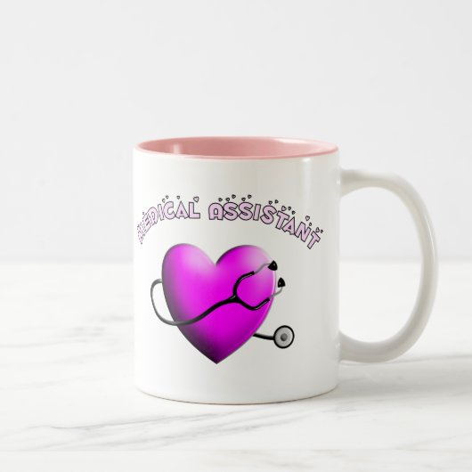 Medische assistent PINK HEART Design Cadeaus Tweekleurige Koffiemok (Rechts)