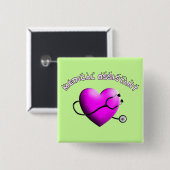 Medische assistent PINK HEART Design Cadeaus Vierkante Button 5,1 Cm (Voorkant /achterkant)