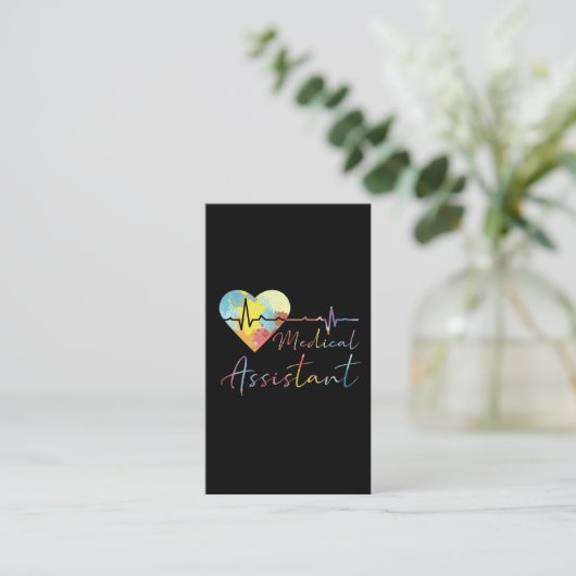 Medische assistent-ziekenhuis EKG Pulse-Waterverf Visitekaartje (Staand voorkant)