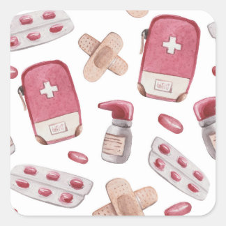 Medische benodigdheden vierkante sticker