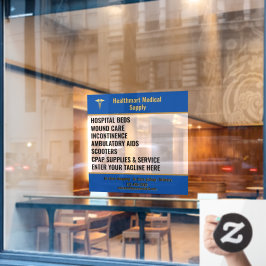 Medische benodigdheden winkel productenlijst adver raamsticker